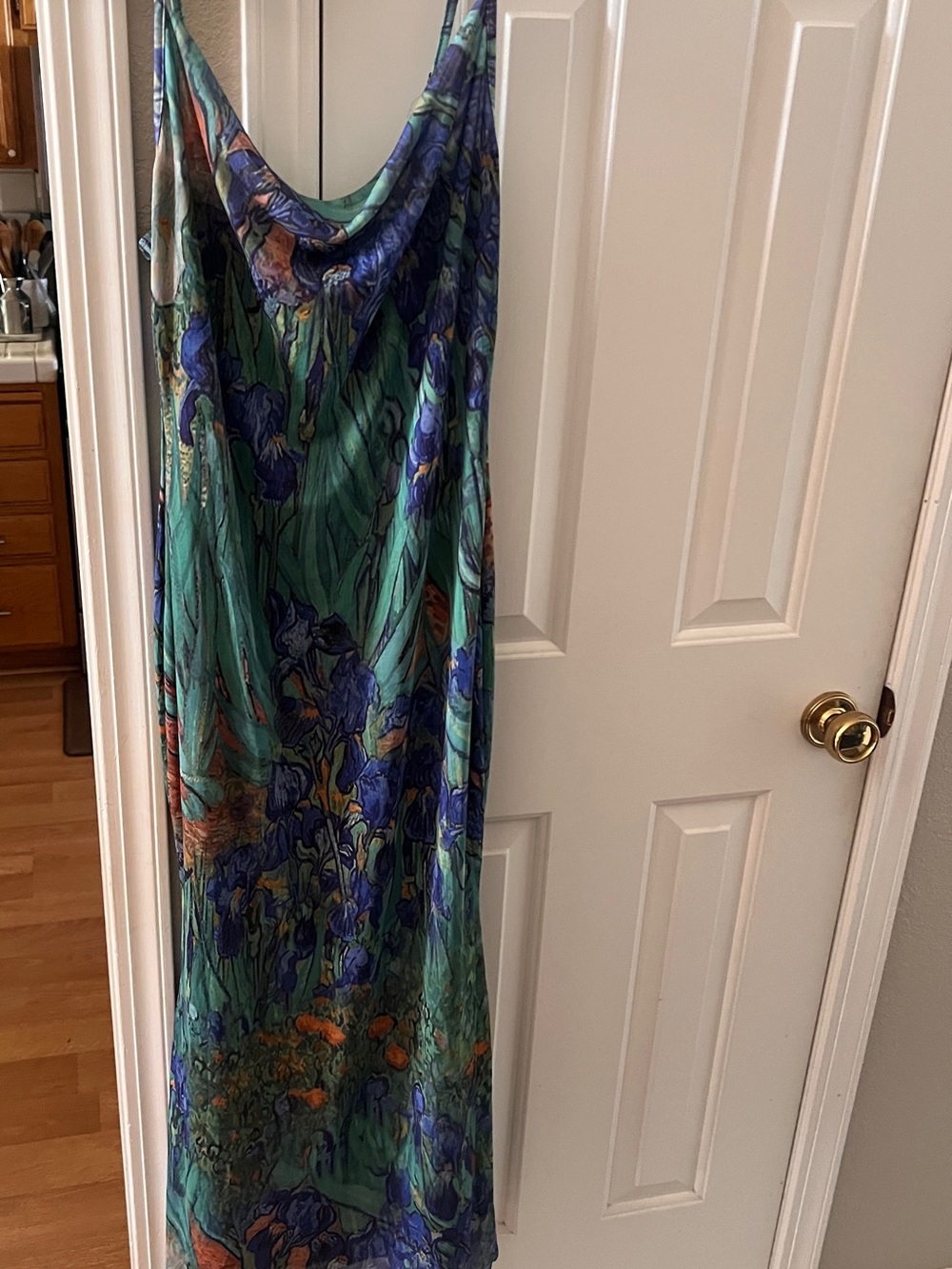 Floral Green and Blue Slip Dress - Elegant Maxi Dress